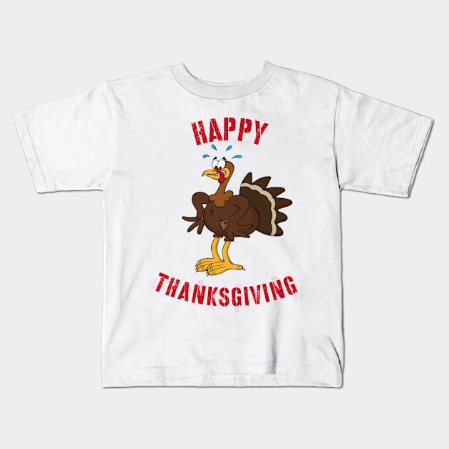 Happy Thanksgiving Turkey Kids T-Shirt by alexwestshop